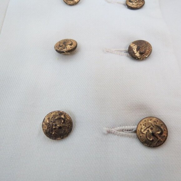 VINTAGE Kid's White Wool Pea Coat with Red Green Stripe A Rainbow Coat - Picture 2 of 9